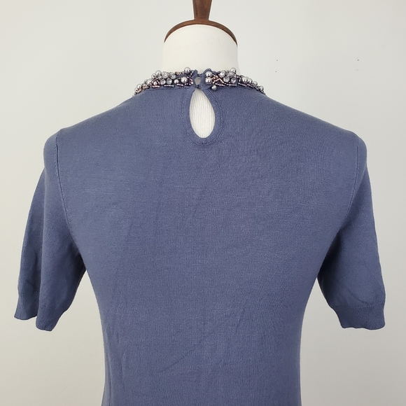 Zara Knit Bead Embellished Neck Top - Picture 10 of 13